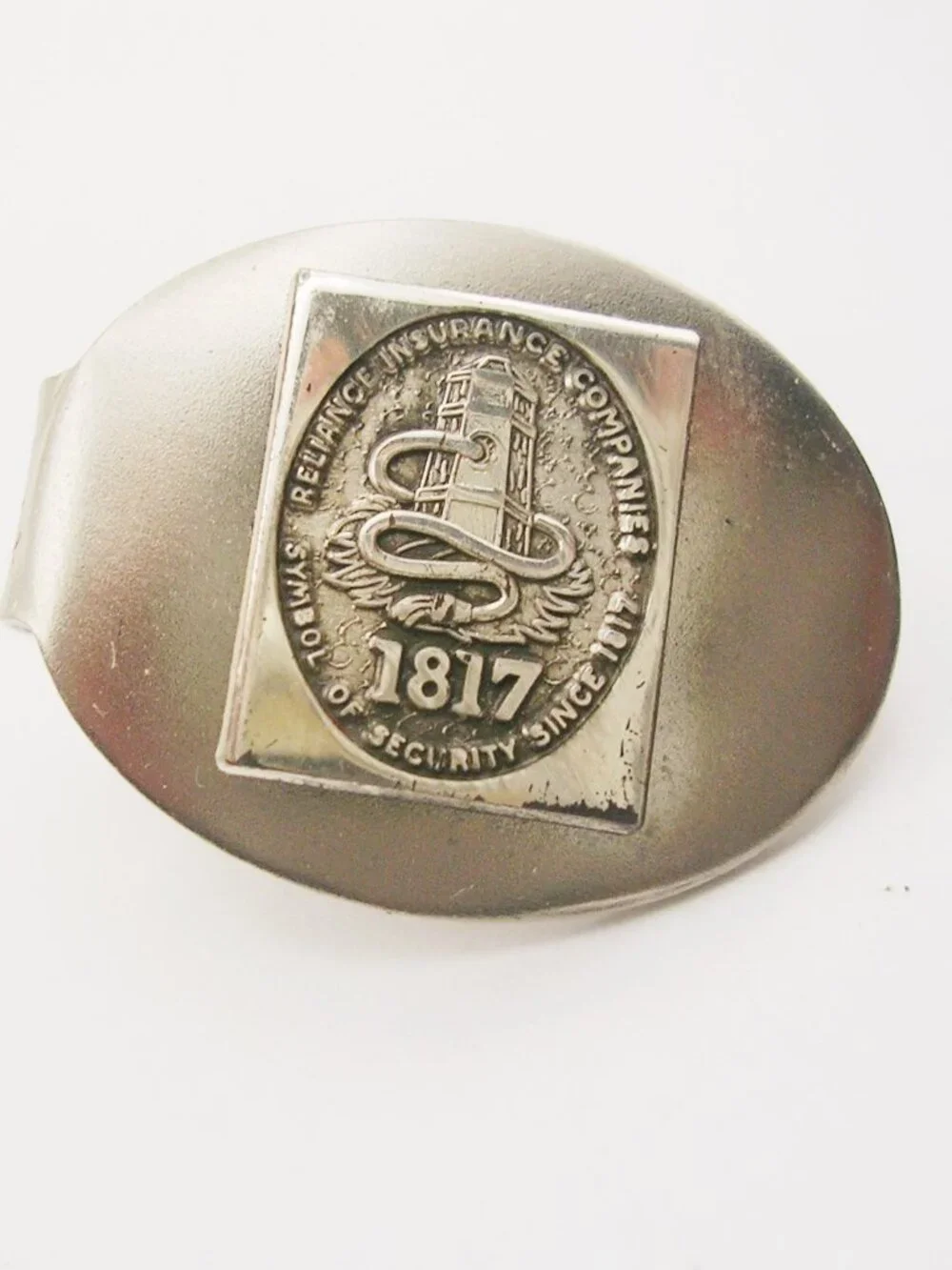 Vintage Midget Tie Clip Bar Reliance Insurance Company silver Men's Formal Wear